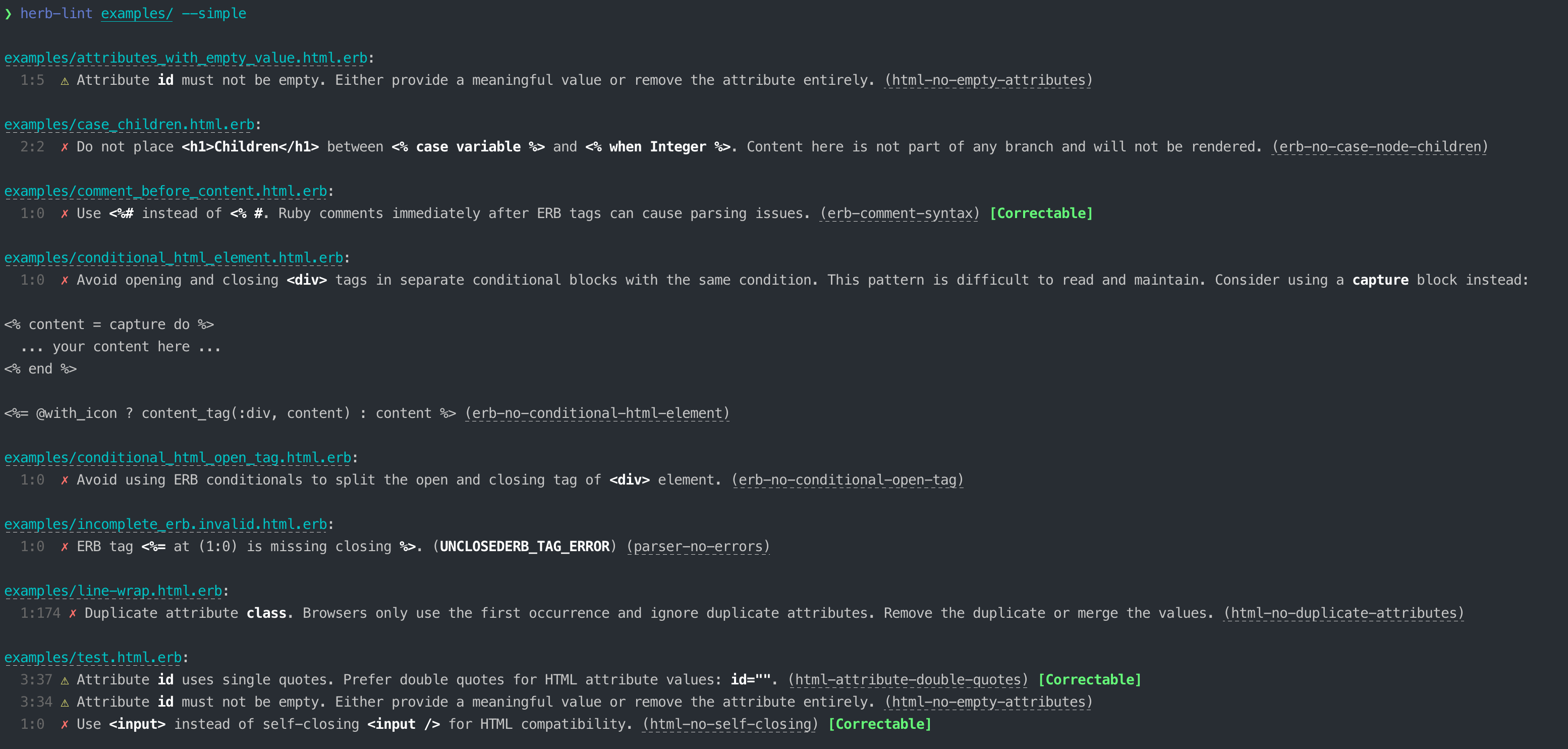 Linter CLI with clickable file path links